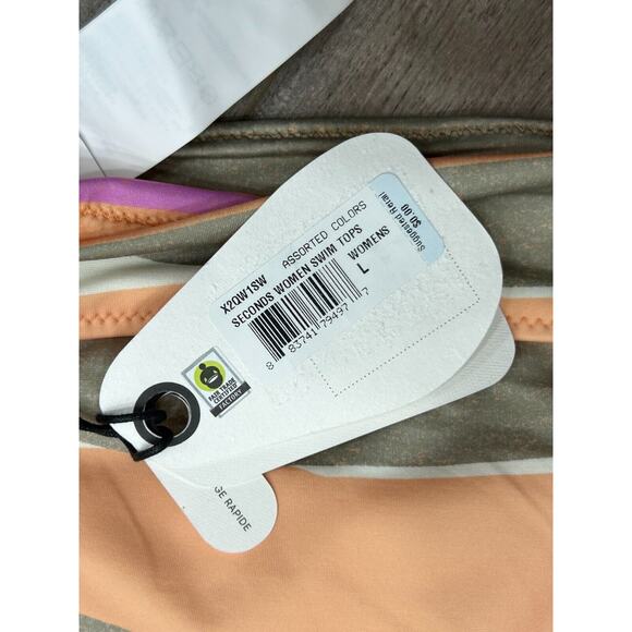 NWT PrAna Marine Street Swim Top High Neck Striped Swimming Bikini Top Size L - Picture 4 of 6